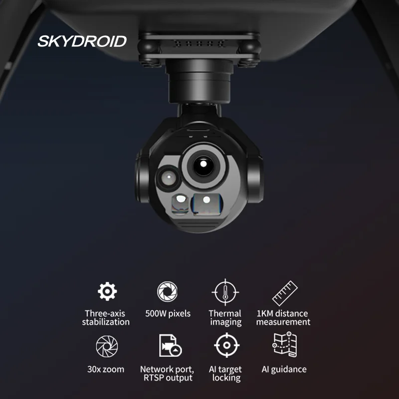 

Skydroid C13 High-Definition Multifunctional Three-Light Gimbal 30x Zoom ALTarget Locking Three-Axis Stabilization Camera