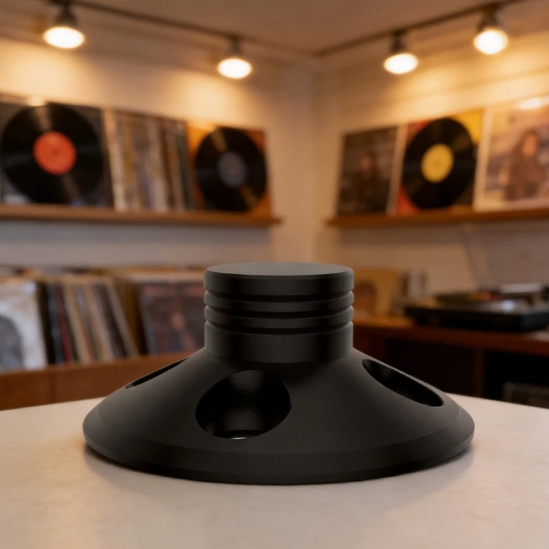 96BA Plattenspieler-Schallplattengewicht für Heim-Hör-Setups, Vinyl-Stabilisator aus Aluminiumlegierung mit flachem, rundem – Detail 1