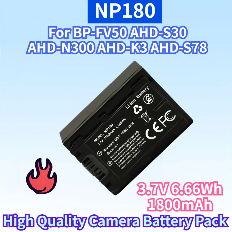 

Новый литиевый аккумулятор NP180 3.7V 6.66Wh 1800mAh для камер BP-FV50, AHD-S30, AHD-N300, AHD-K3, AHD-S78 – высококачественная замена