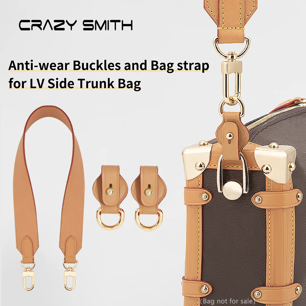 CRAZYSMITH Leather Bag Strap Fits for LV Side Trunk Handbag Replacement Strap Hardware Protection Leather Anti-wear Buckle