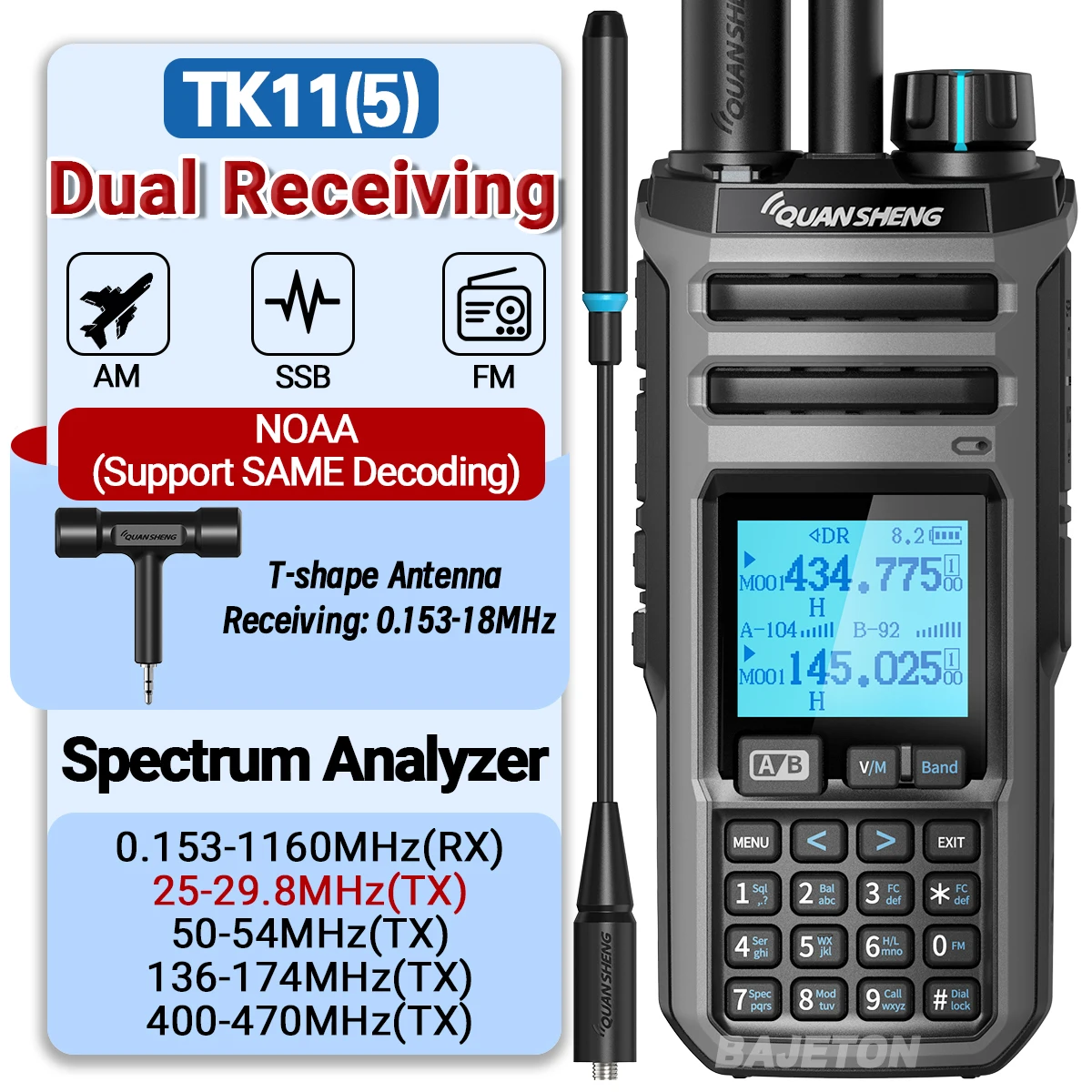 

Quansheng TK11 5 Walkie Talkie Two Way Radio Encrypt RX DTMERepeater C HAM Radios