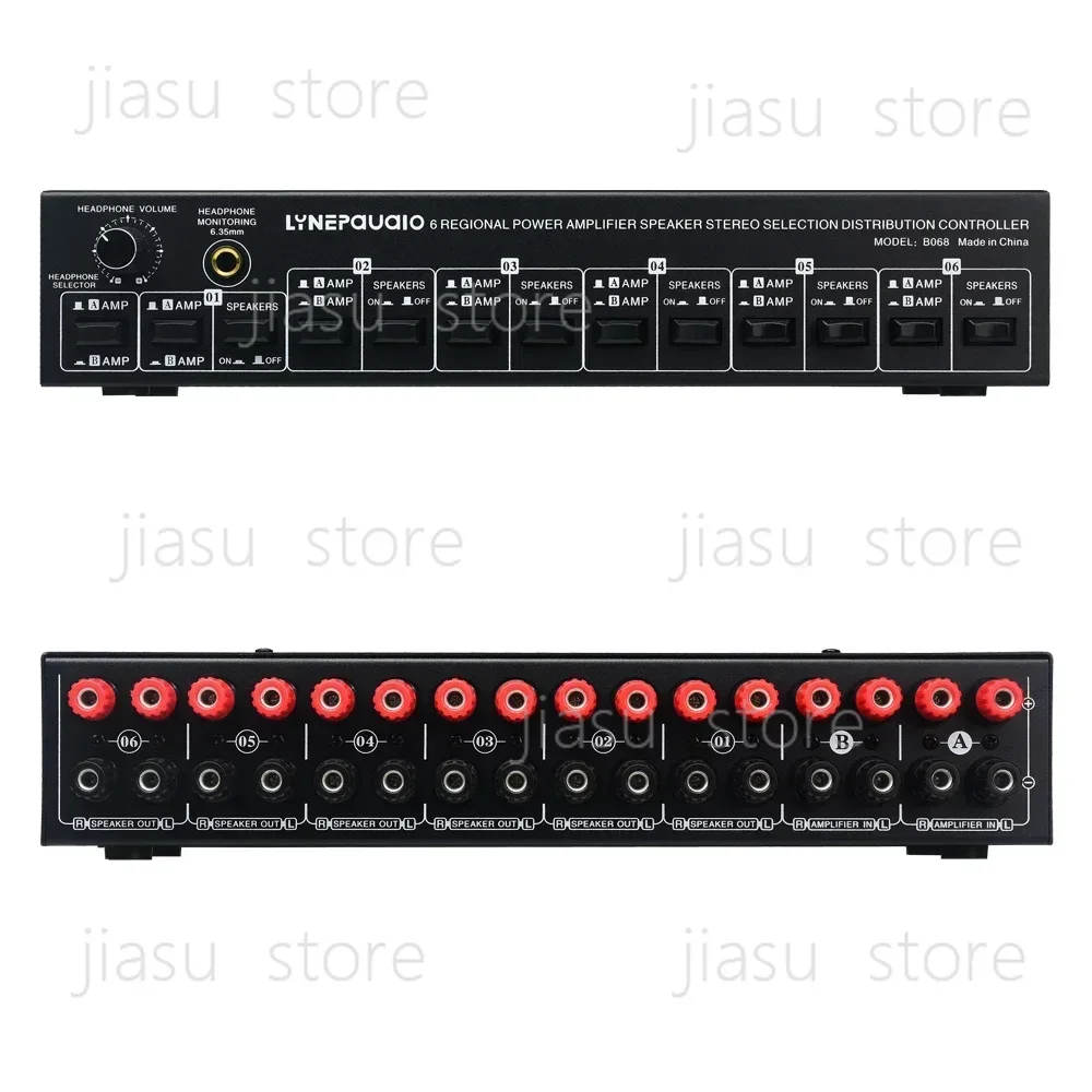 2 Input 6 Output Speaker Selector Switch, 6 Zone Stereo Speaker Distribution Controller for Power Amplifier