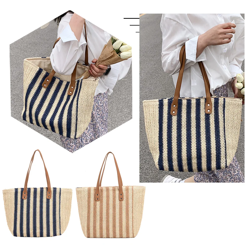 Straw Woven Underarm Shoulder Bags Women Summer Beach Female Shopper Handbags