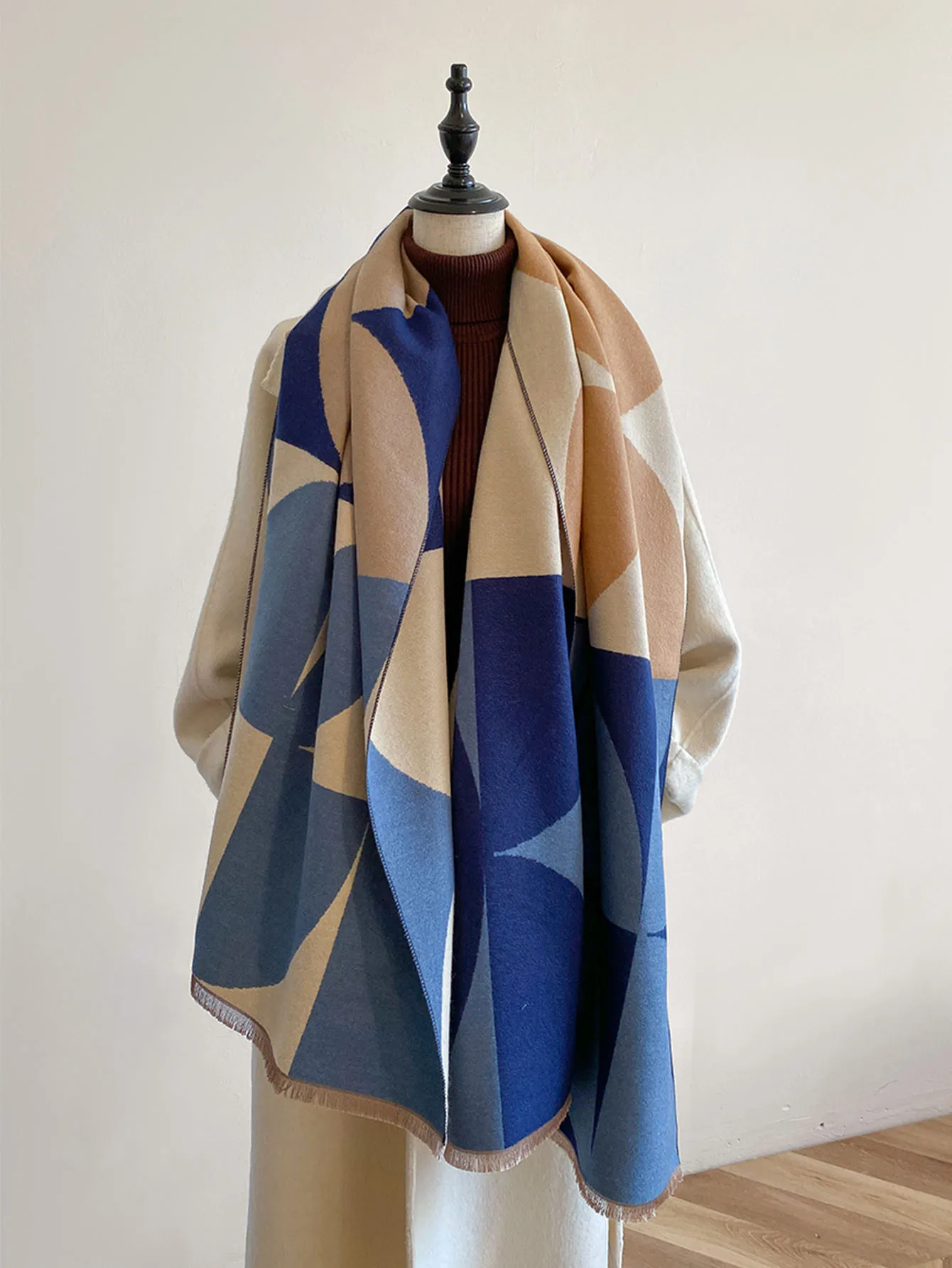 

Winter Women's Scarf Luxury Design Double sided Imitation Cashmere Scarf Warm Scarf Shawl 2024 New