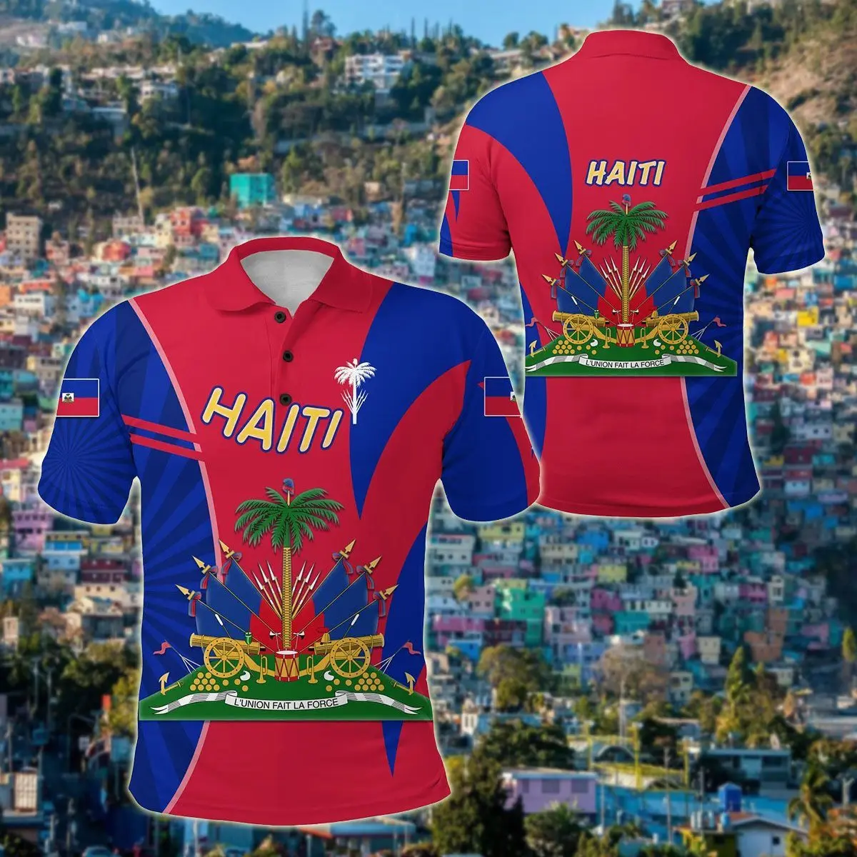 Custom Name Haiti Emblem Graphic Polo Shirt Summer Casual Men's Fashion Pullover Loose Cool Jersey Crewneck Short Sleeve Tops