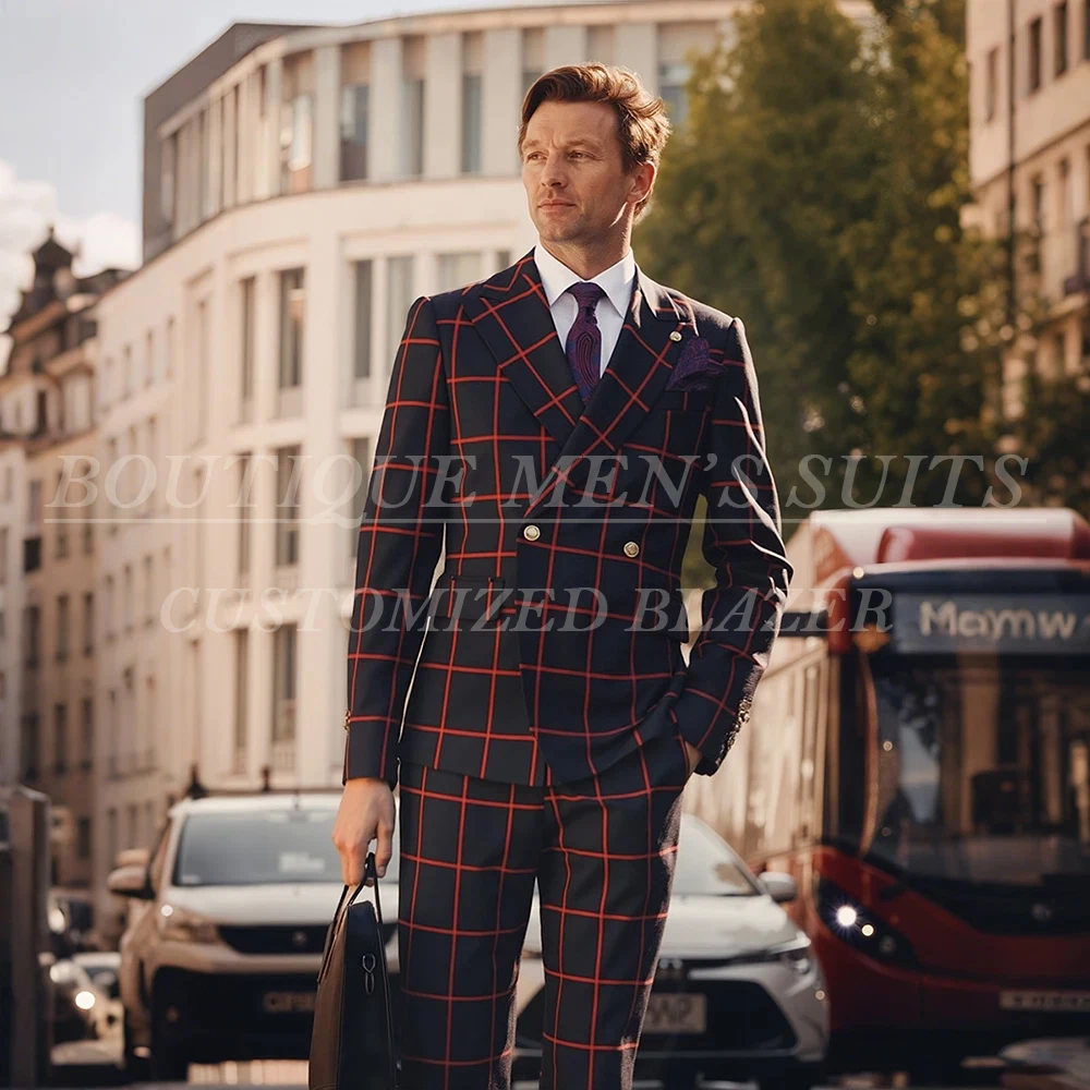 

Fashion Black Men's Suits Customzied High Quality Peak Lapel Slim Fit 2 Piece Jacket Pants Outfits Male Clothing Costume Homme