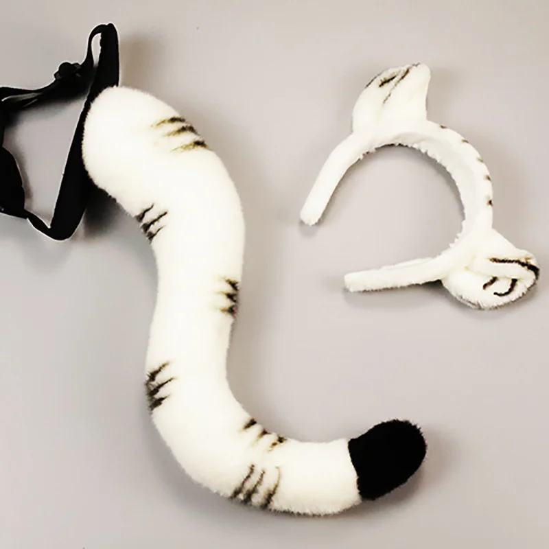 

Adult Kids Party Tail Ear Headband Tiger Giraffe Leopard Dinosaur Animal Birthday Gift Headwear Halloween Costume Cosplay