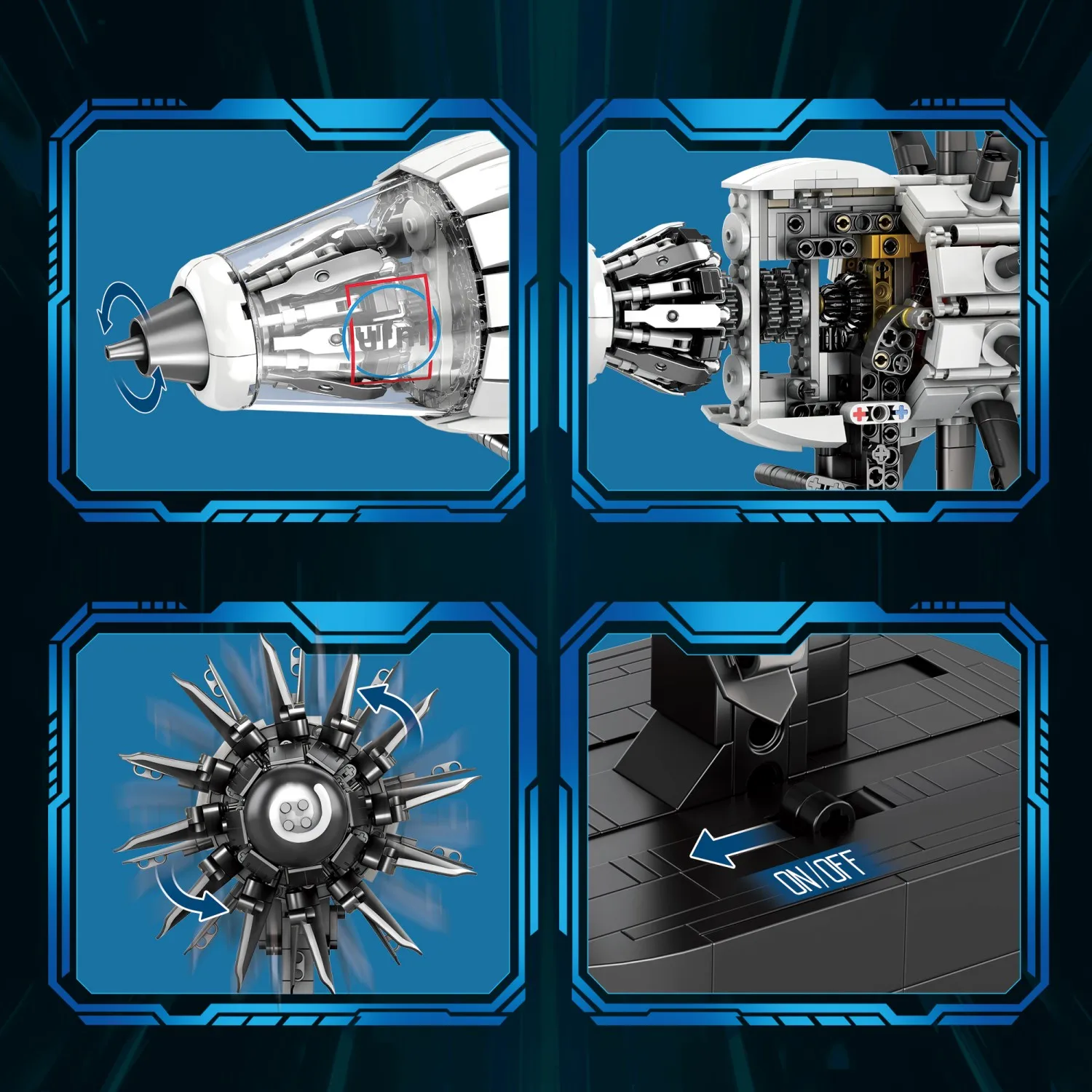 1351 قطعة محرك الطائرات اللبنات التكنولوجيا نموذج إلكتروني الطوب سطح المكتب الحلي الاطفال ألعاب تعليمية هدايا العيد #6