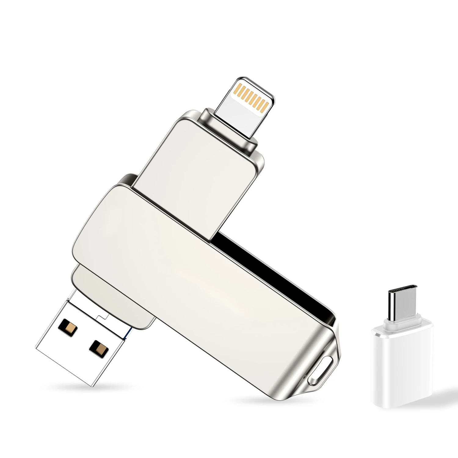 3 in 1 Photo Stick Flash Drive with USB A to C Adapter, 128GB External Storage for iPhone/Android
