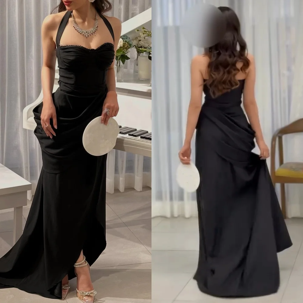 

Customized Sexy Exquisite Jersey Pleat Draped Rhinestone Straight Halter Long Dresses Bespoke Occasion Dresses Chinese Style
