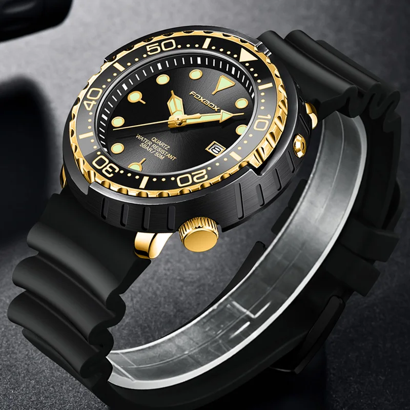 New Watch For Men Fashion Silicone Belt Chronograph Sport Wristwatch 50M Waterproof Luminous Dive Male Clocks Relogio Masculino