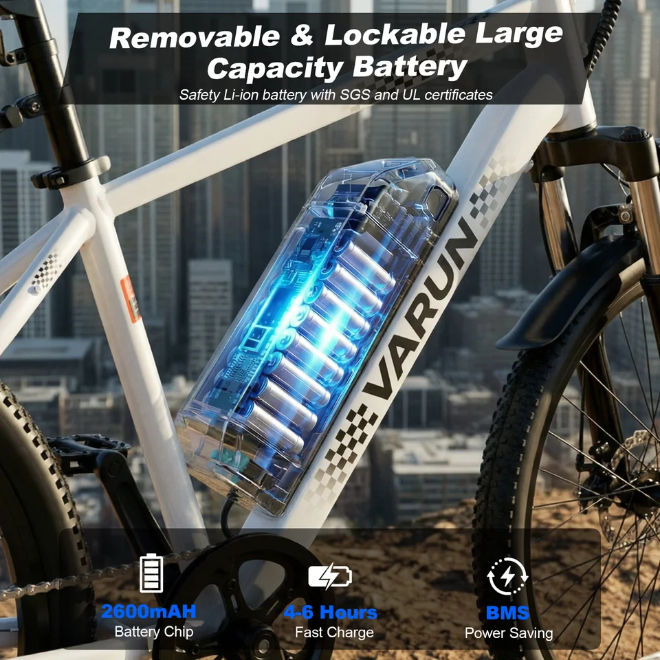 VARUN M24-1 Adult Electric Bike,500W Peak Power,36V 7.8Ah Battery,24"Tire Commuter Electric Bike,20MPH,UL 2849,1 Year Warranty image 7