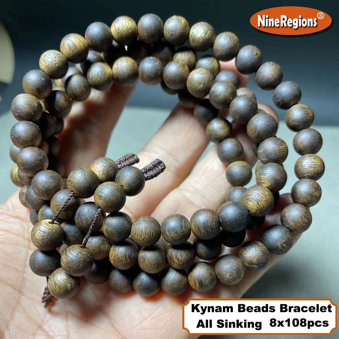 Genuine Chinese Kynam Beads Bracelet 8mm x108 QiNan Buddha Prayer Bangle Kyara Oudh Wood Bangle 99% sinking Quality women Gift