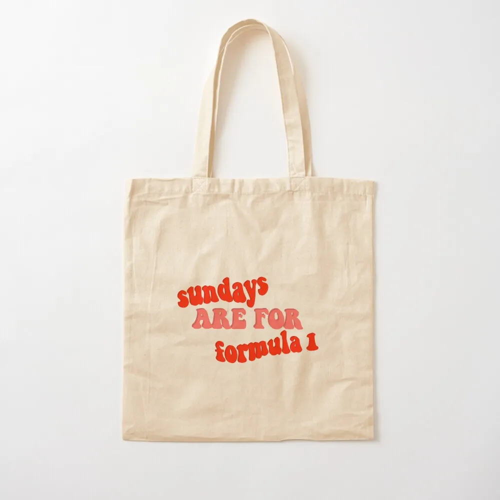 Retro Formula 1 Sundays Are For Racing Bubble Font - Text Based Design in Iconic F1 Red Shades Tote Bag