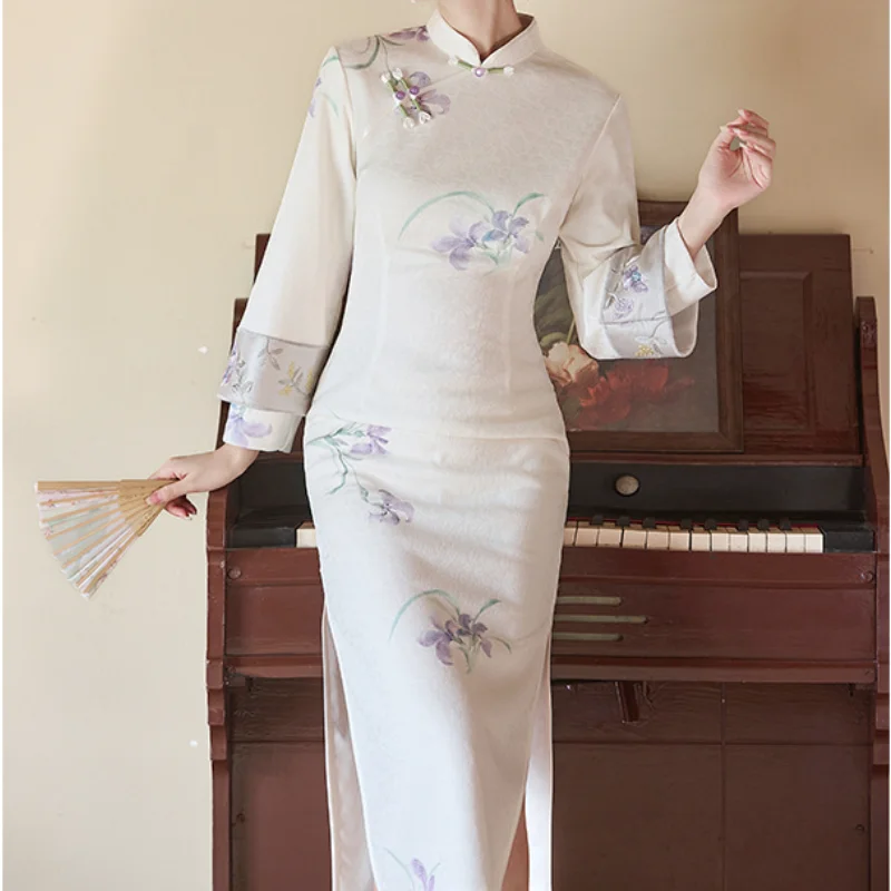Women Bride Wedding Qipao Sexy Embroidery Cheongsam Patch Work Vintage Button Chinese Dress Elegant Vestidos Plus Size 3Xl