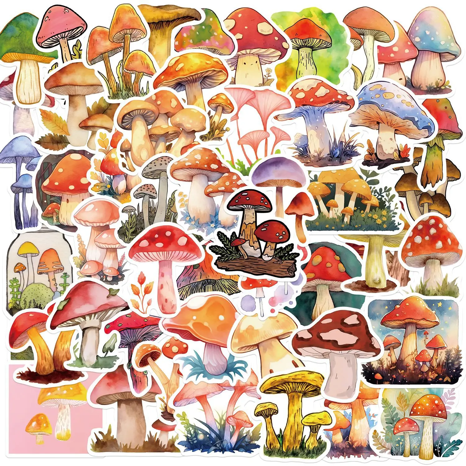 50PCS Cartoon Aquarell Pilz Graffiti Aufkleber Gitarre Notebook Schreibwaren Koffer DIY Wasserdichte Aufkleber