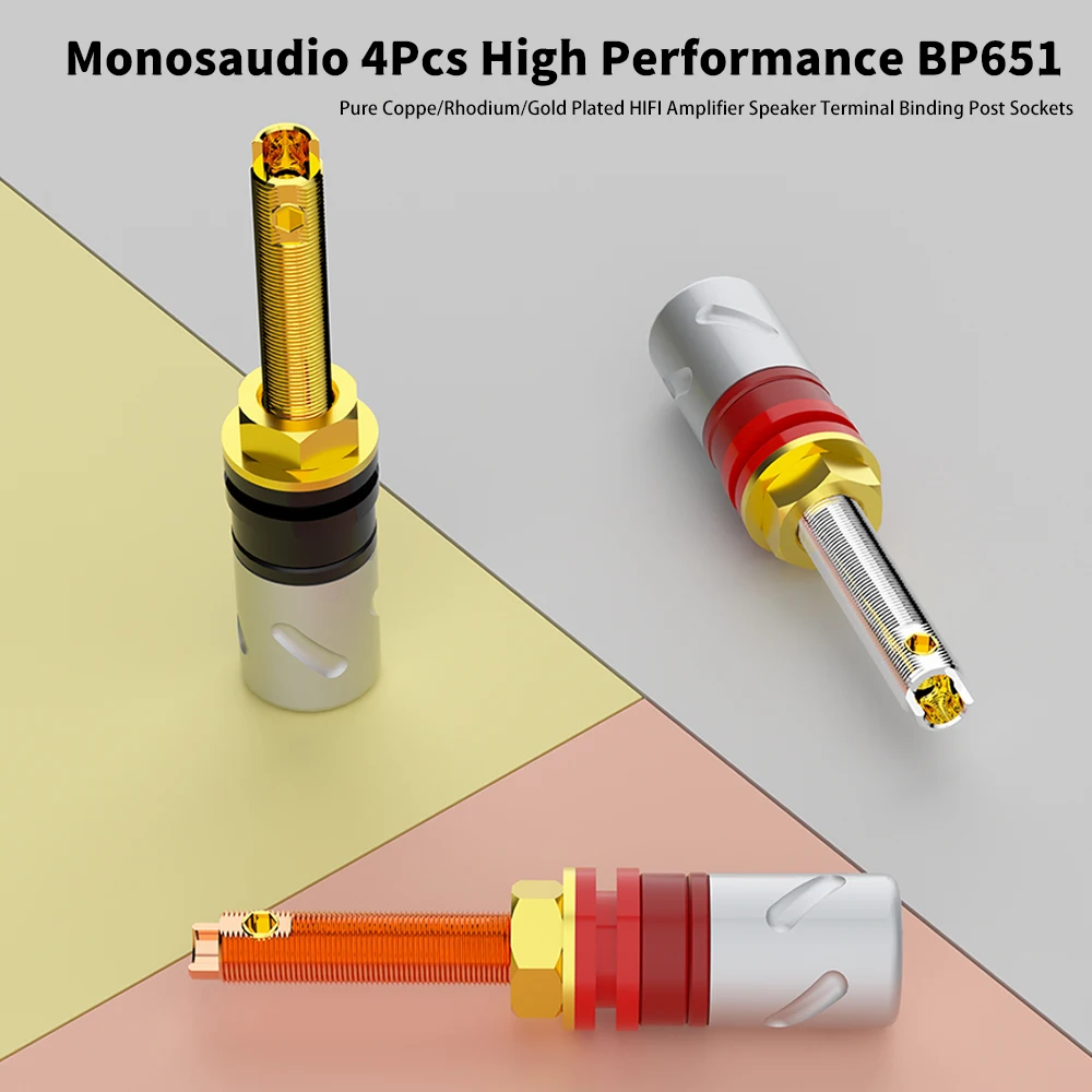 Monosaudio-Terminal de altavoz de amplificador hifi, poste de encuadernación chapado en oro/rodio de cobre puro BP651