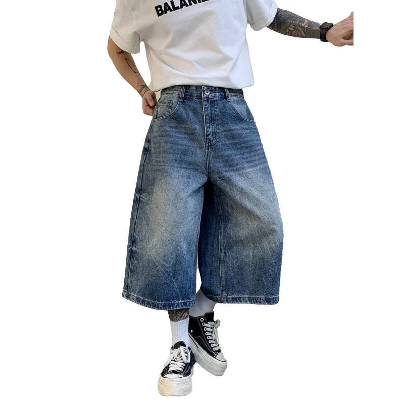 

New Men's Denim Shorts Summer Breathable Cotton Blend Casual 7 Point Trousers Minimalist Style Streetwear Urban Fashion Trousers