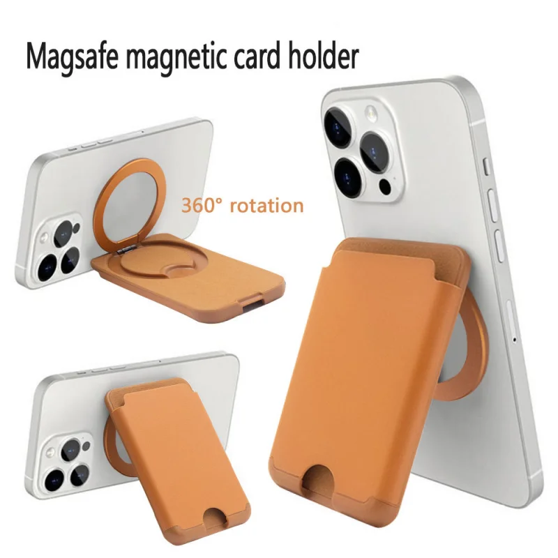 

For Magsafe Magnetic Leather Wallet Phone Stand Credit Card Holder for Iphone 16 15 14 13 12 Pro Max Card Holder Phone Bag Cover