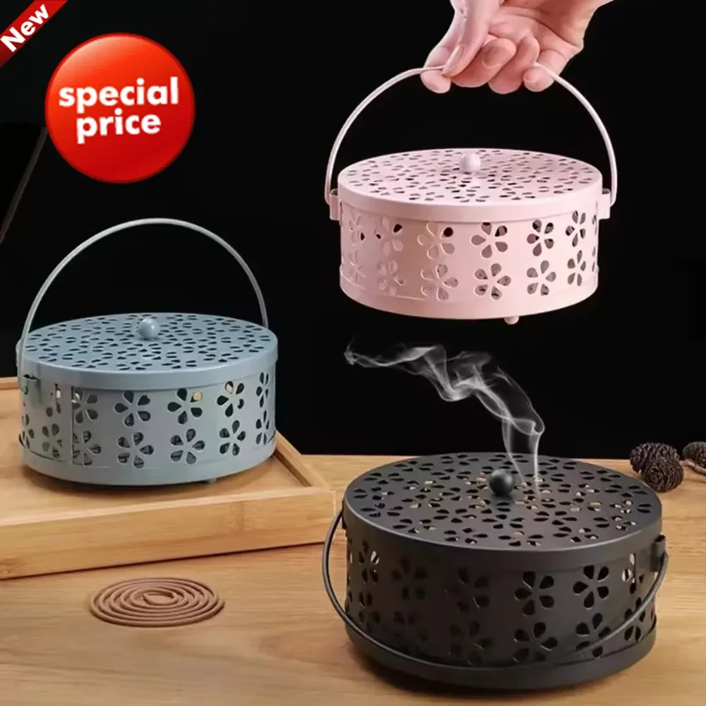 Creative Mosquito Coil Holder With Tray Nordic Style Spiral Summer Day Iron Mosquito Repellent Incenses Rack Plate Home Decor