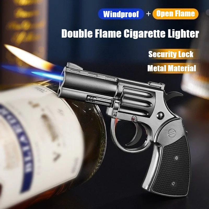 

Gun Ignitor Windproof Metal Inflatable Cigar Lighter Inflatable Switchable Fire Pistol Cigarettes Lighters & Smoking Accessories