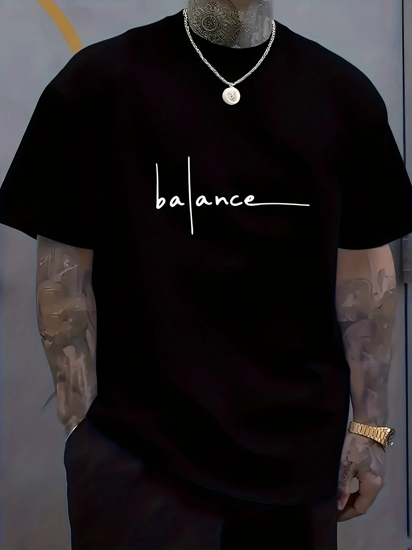 Minimalist Abstract Line Art Print on Premium 100% Cotton Mens T shirt Ideal for Summer Casual Street Style