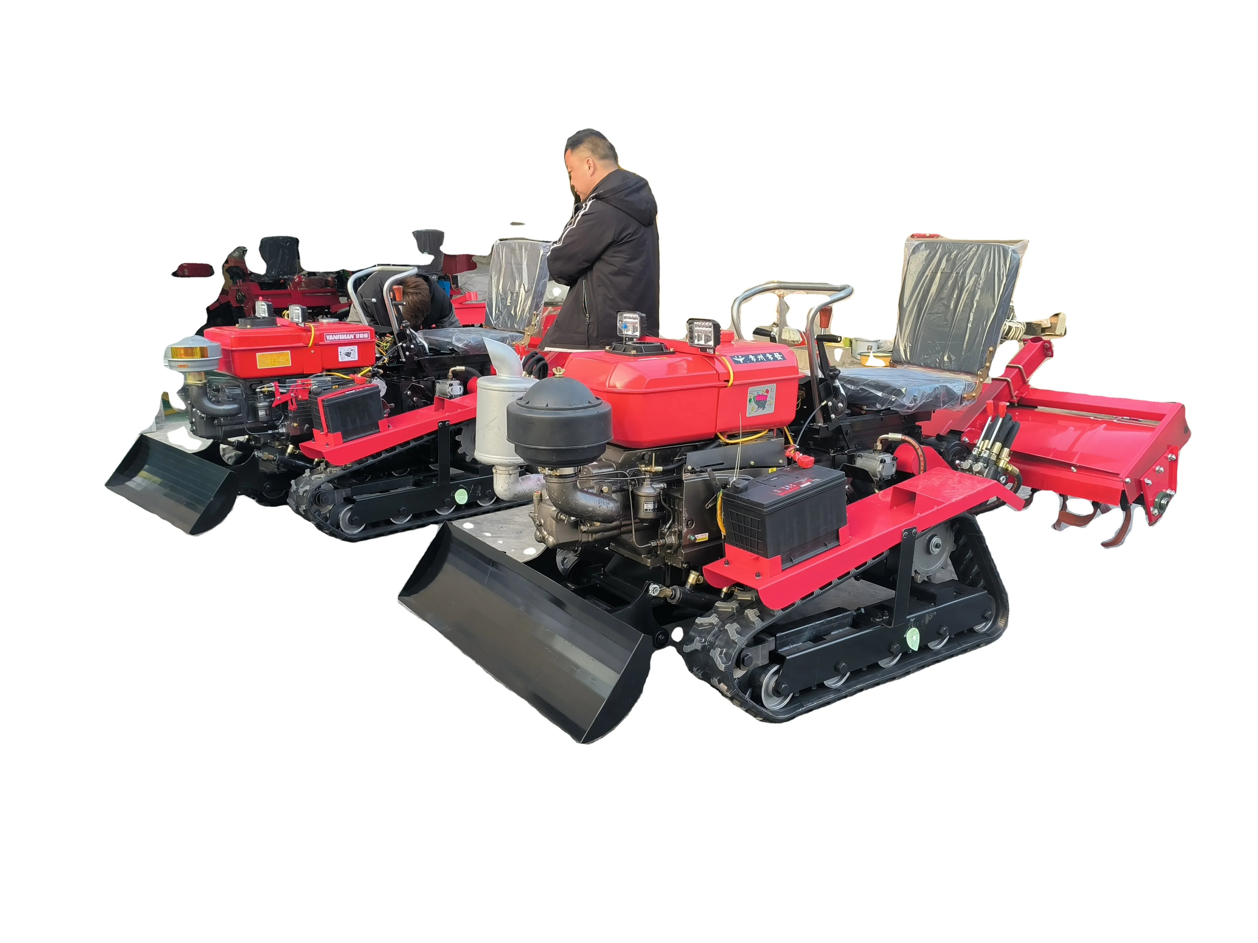 Crawler Rotary Tiller 35Hp 50Hp Multifunctional Furrowing Weeding Micro-Tiller Ride-On Tilling and Shredding Soil Cultivator
