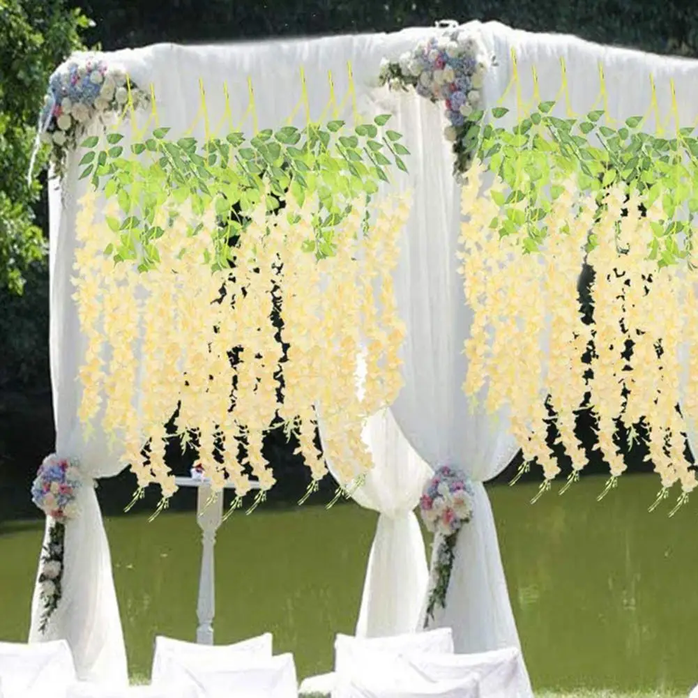 110cm Artificial Wisteria Flowers Fake Wisteria Vine Hanging Garland Faux Silk Flower String For Wedding Arch Ceremony Garden