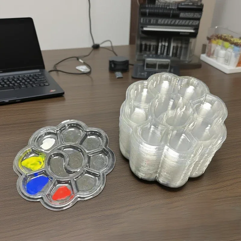 

20pcs Disposable Gouache Oil Painting Palette Plum Blossom Shape Painting Art Palette Washable Watercolor Paint Palette