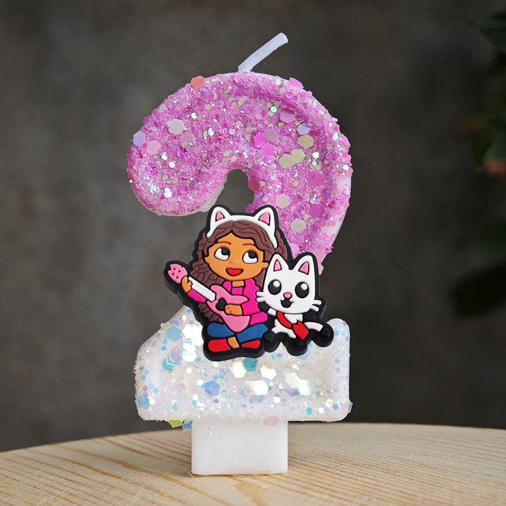 Simpatica candela per casa delle bambole Gabbys numero 0-9 Anime Festa di compleanno per bambini Candele per torta di compleanno Regali per feste per baby shower