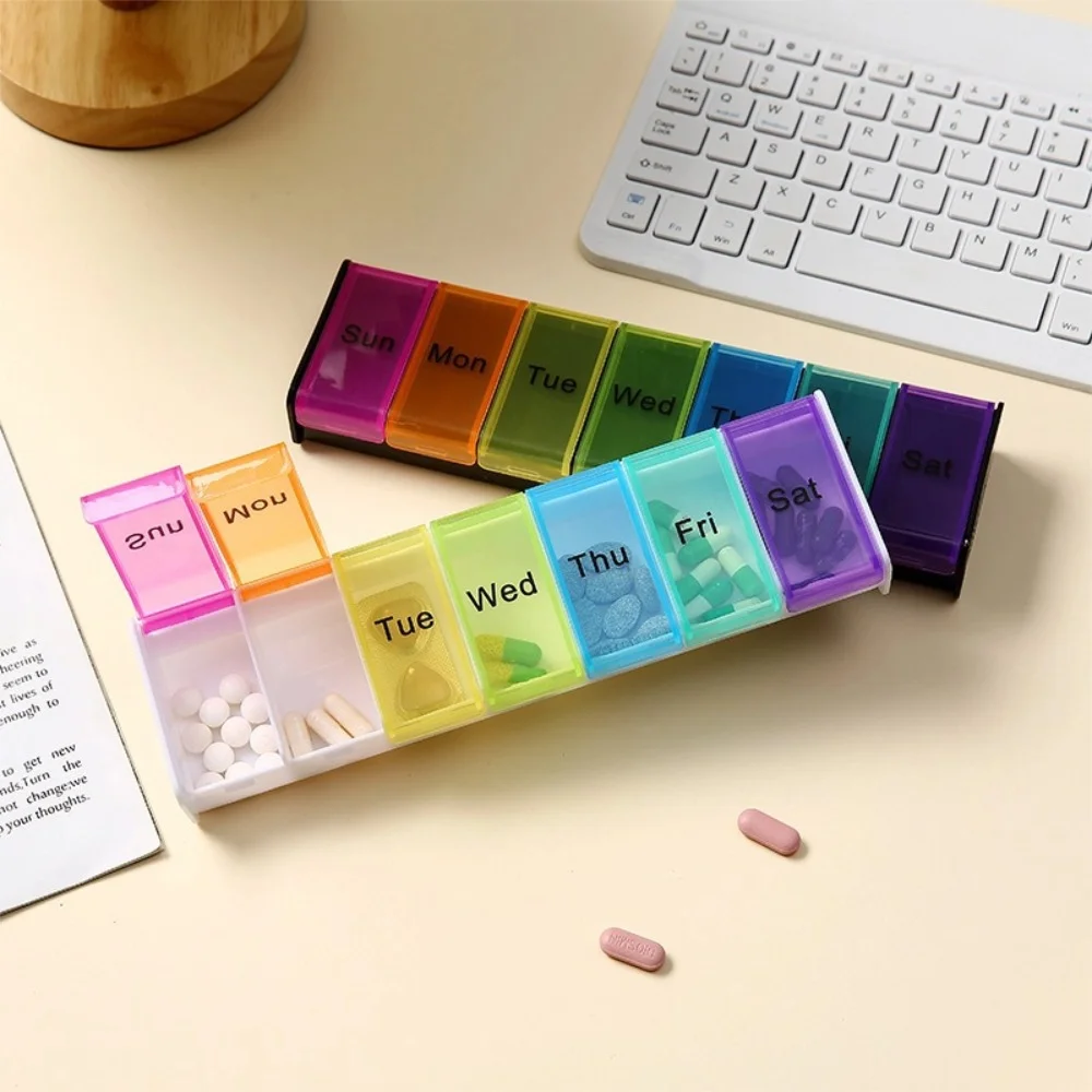 

New Weekly Premuim Portable Large 7 Day 7 Grids Pill Case Storage Organizer Daily Box Container for Medicine Vitamin Fish Oil