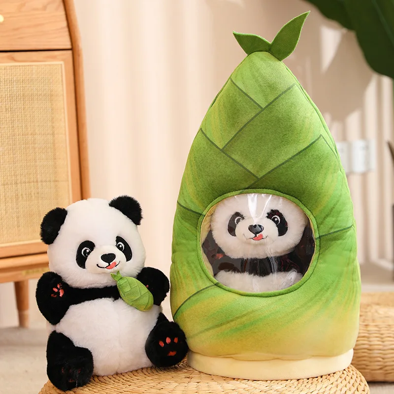 Creative Cute Bamboo Shoot Panda Plush Toy Kawaii Stuffed Animals Pandas Bag Plushies Doll Soft Kids Babys Toys for Girls Gifts