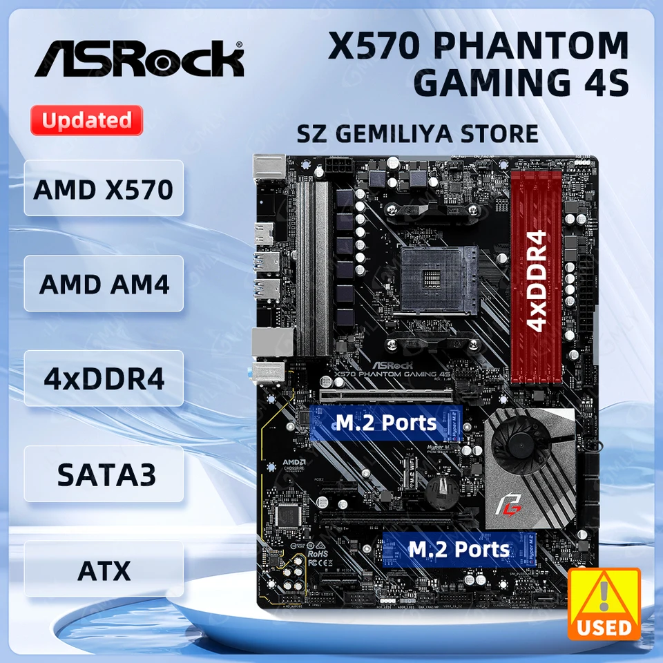 ASRock X570 Phantom Gaming 4S AM4 DDR4 128GB PCIe 4.0 ATX Motherboard