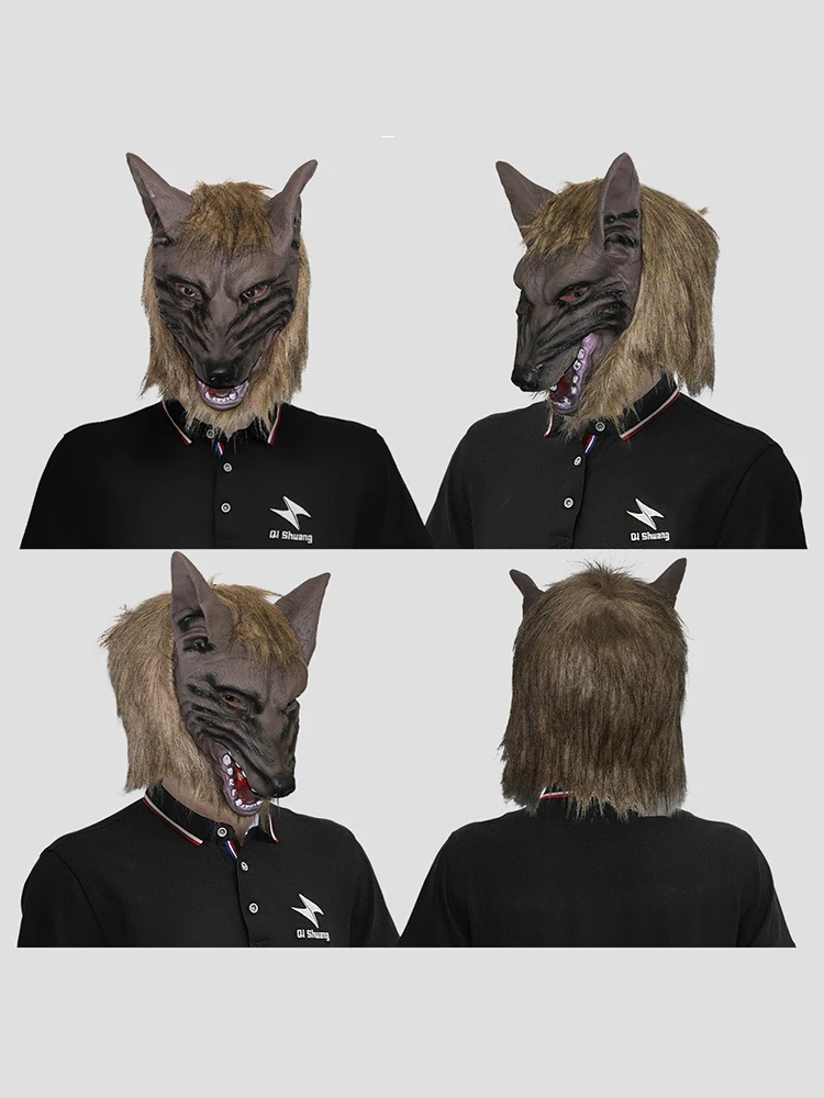Costumi Cosplay di Halloween Uomini Maschere di Cavallo Marrone Divertente Testa di Cavallo Maschera Lattice Lupo Animale Maschera Novità Copricapo Mascara De Lattice