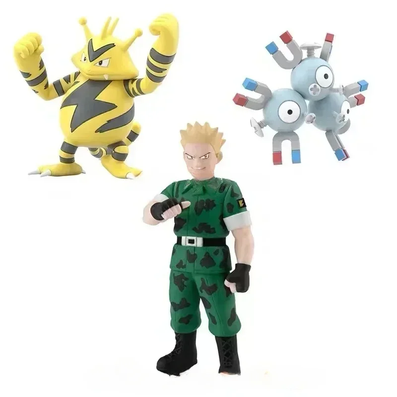 Bandai Original Shokugan POKEMON Scale World Kanto Region Lt. Surge Magneton Electabuzz Anime Action Figures Toys for Kids Gift