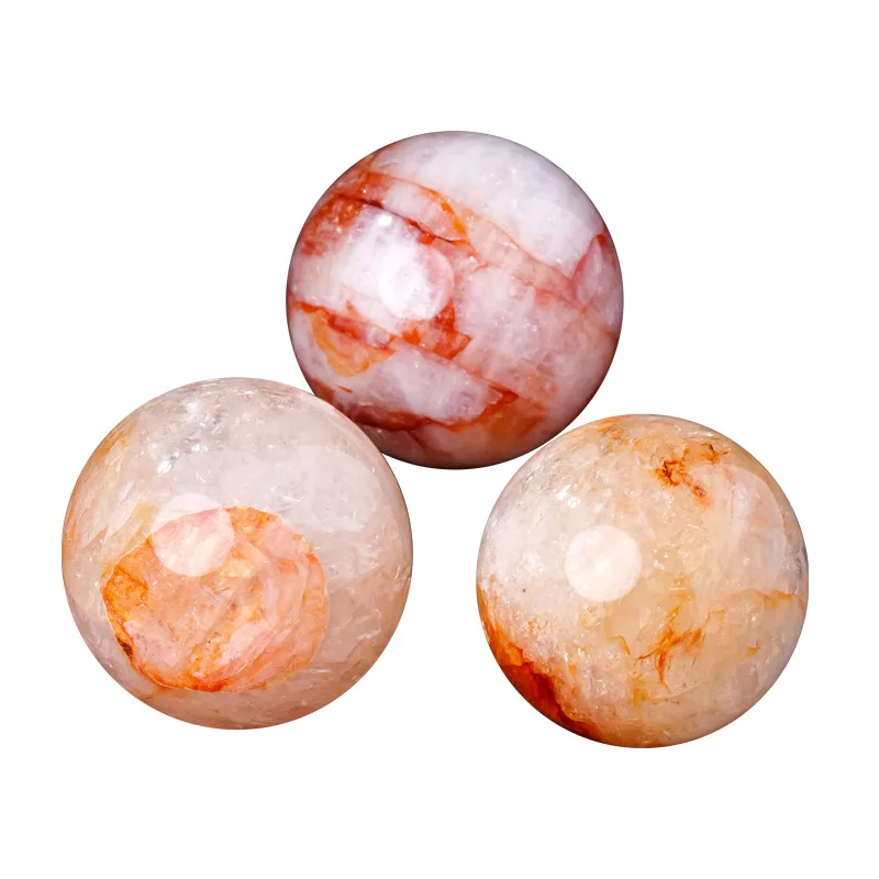 

Natural red glue flower crystal ball, rough stone grinding home living room, decoration