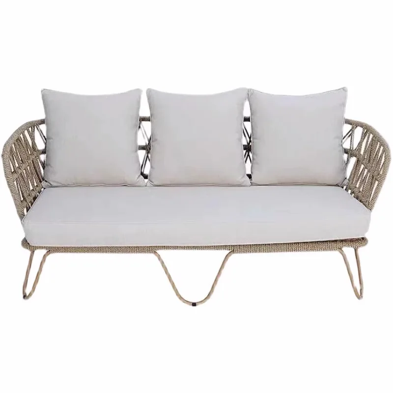 Outdoor rattan sofa courtyard hotel bed and breakfast terrace villa garden rattan chair coffee table waterproof and sunscreen