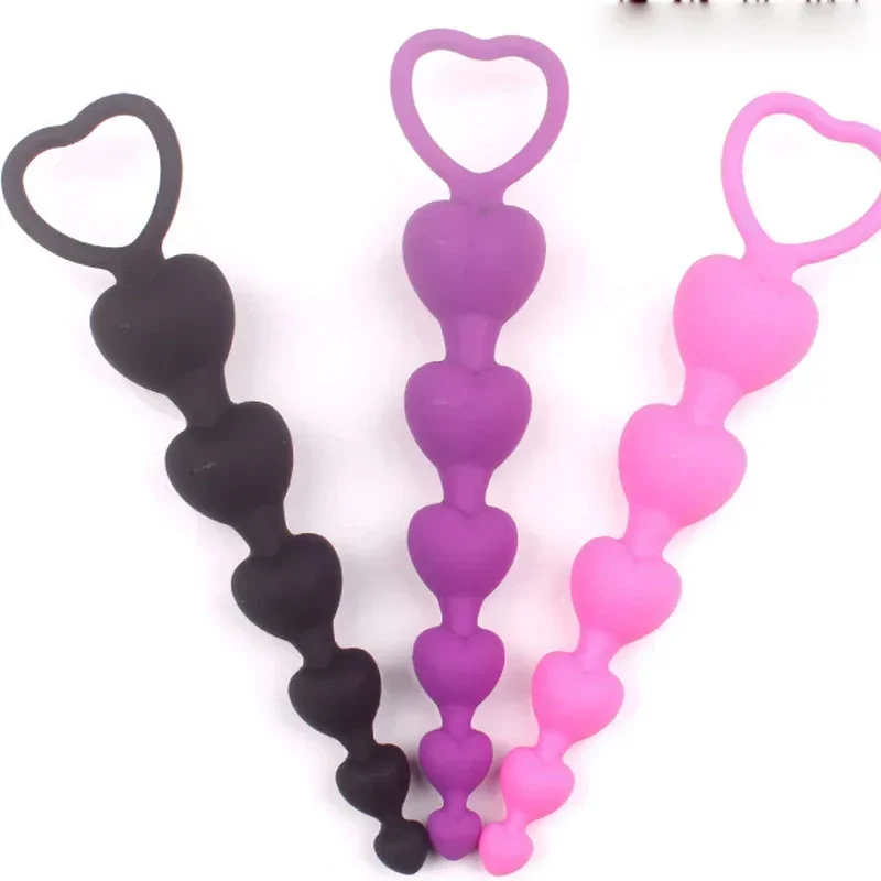 New Heart beads Soft Anal Plug anus Toys Big Balls Silicone G-Spot Stimulating Butt Plugs Adult Sex Toys For Couple / Women/men