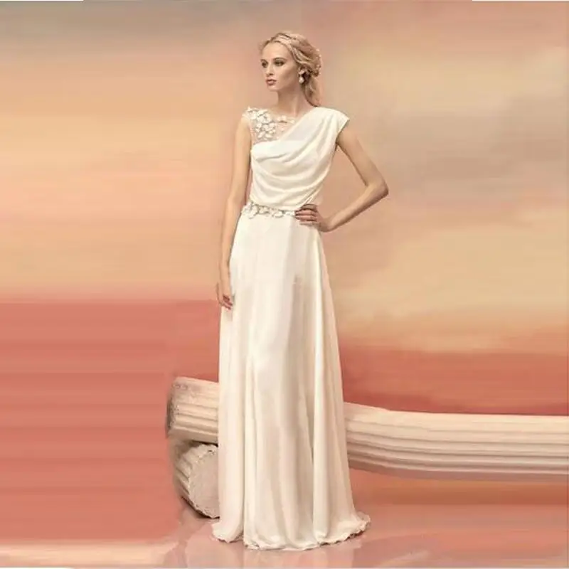 Quality Evening Dresses Bride Princess Banquet Lace Chiffon Prom Dress Greek Goddess Elegant Backless Plus Size Formal Gowns