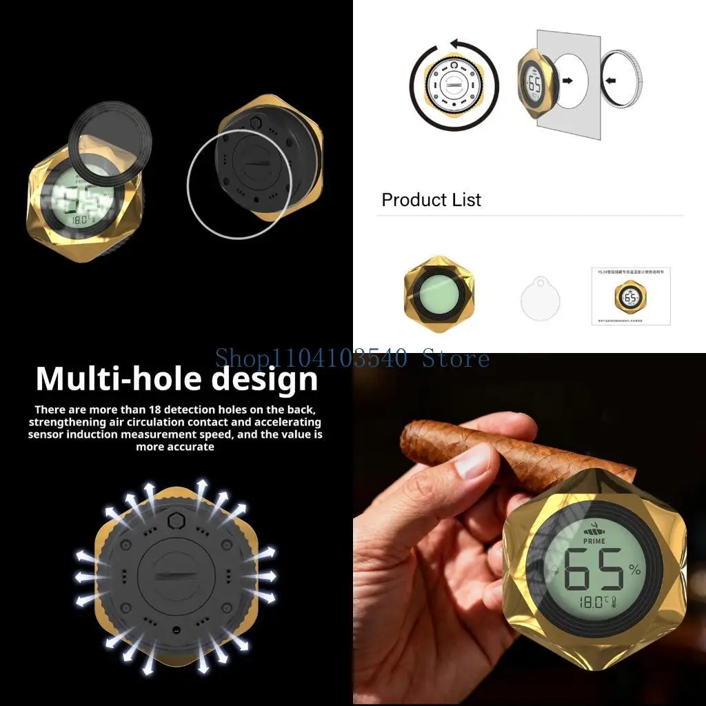 02DC Accurate Digital Hygrometer Thermometers For Humidors Storage Design With High Precisions Resolution And Measurement