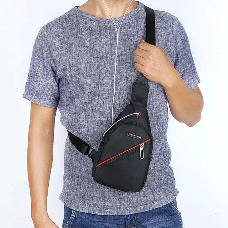 

Male Fashion Chest Bag Waterproof New Men's Mini Ultralight Cross Body Earphone Hole Bags Casual Small Male Nylon Shoulder Bag