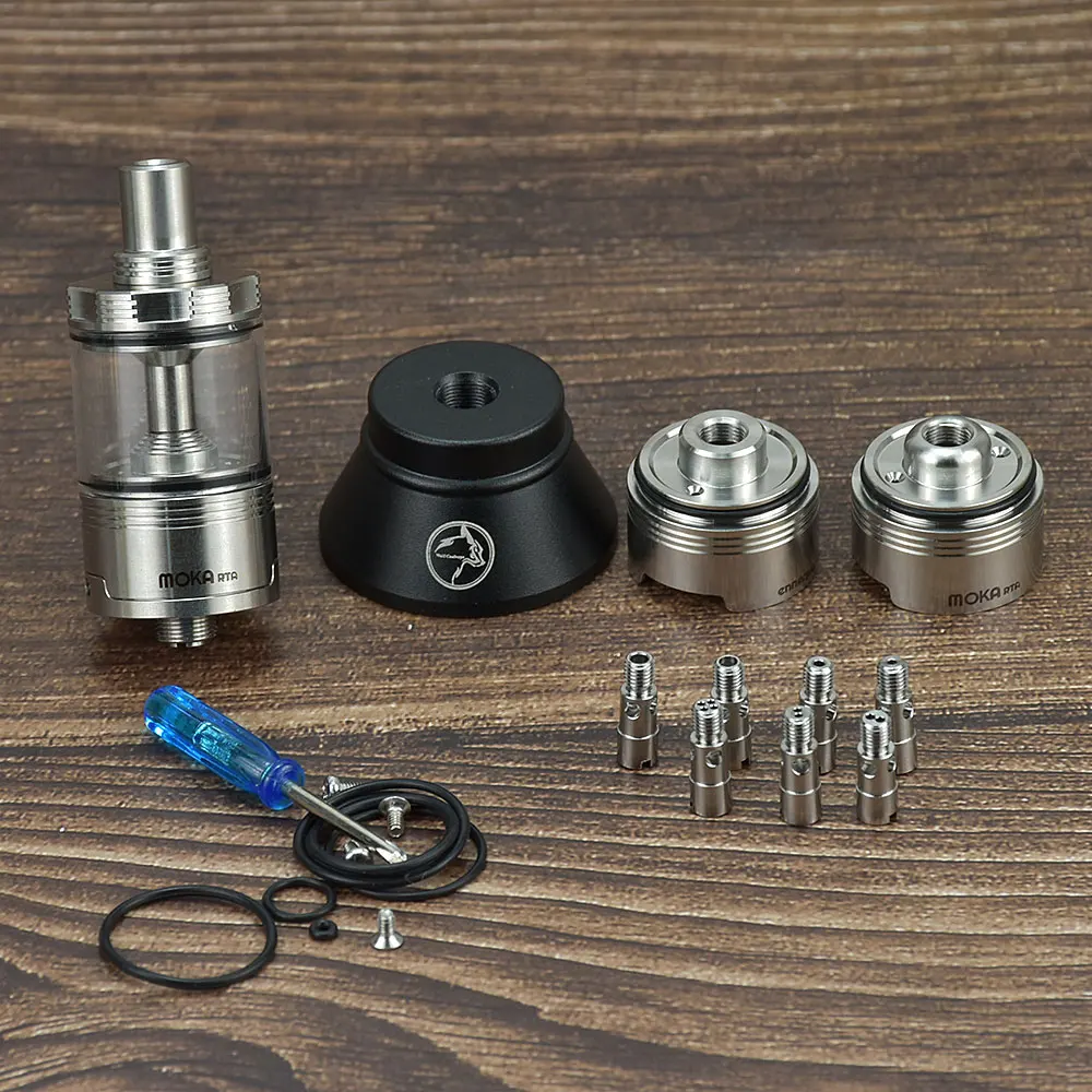 Wolfcoolvape Moka สไตล์ RTA Kuma RTA 316SS สามารถสร้างใหม่ได้4.5มล. 22มม. เครื่องพ่นละออง RTA พร้อมหมุดอากาศ + 3ห้อง