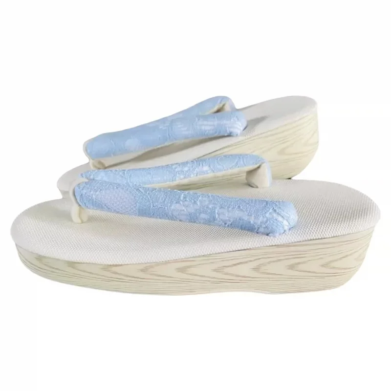 Women Comfortable Geta Sandals Soft Cork Clogs Medium High Heel Traditional Japanese Zori Yukata Kimono Shoes