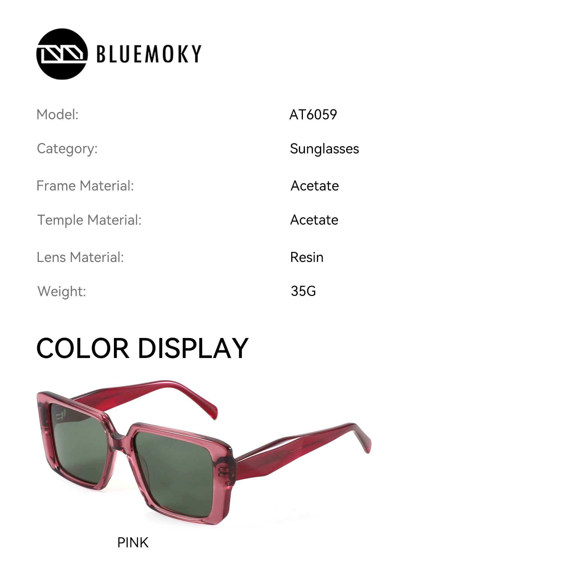 BLUEMOKY XS Size Fashion Womens Acetate Polarized Sunglasses Prescription UV400 Rectangle Progressive Optical Sun Glasses