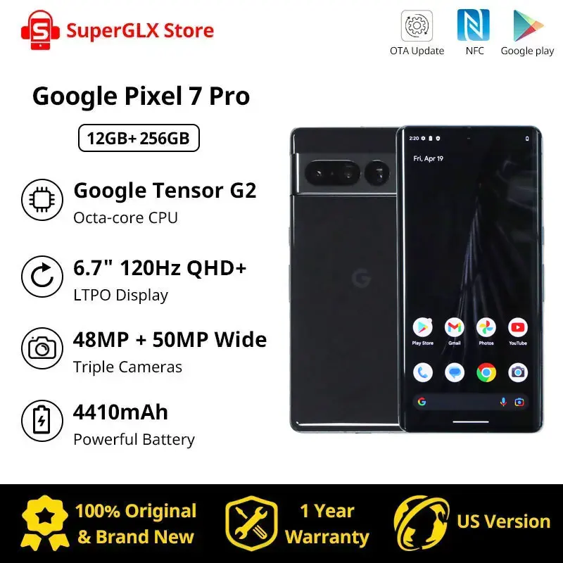 

In stock Google Pixel 7 Pro 7Pro 5G Smartphone 12GB RAM 256GB ROM 6.7"Google Tensor G2 120Hz OLED Display 50MP Triple Camera NFC