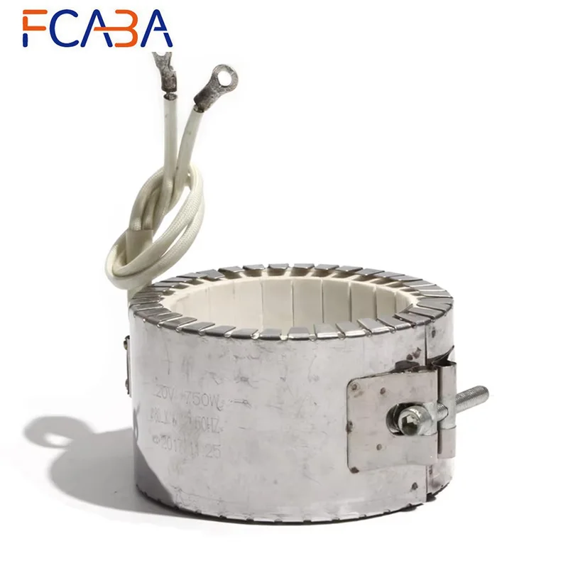 FCABA Electric Ceramic Band Heater 100mm Diameter 50~100mm Height 110V/220V/380V 780W/1200W/1400W/1500W Heating Element