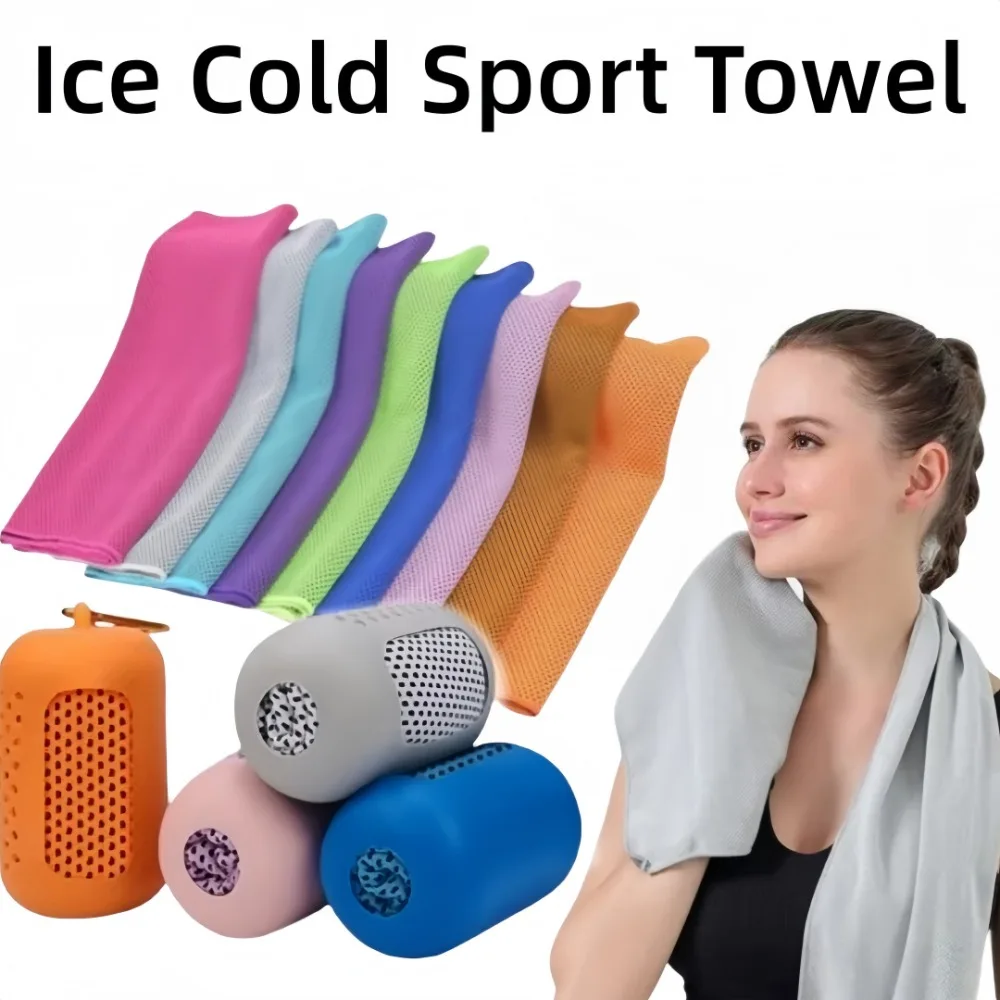 Summer Outdoor Sport Ice Silk Cold Sensation Towel Polyester Quick Drying Gym Cooling Towel Breathable Sport Essential Supplies
