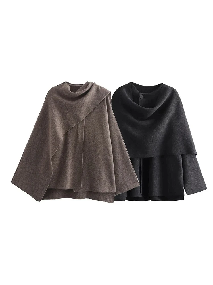 Moda Mujer Otoño e Invierno Cómodo Casual Commuter Abrigo De Punto Suelto Cálido Abrigo Asimétrico Elegante Chaqueta Partida Chaqueta Manga Larga Corta Abrigo Chaqueta Contra el Frío