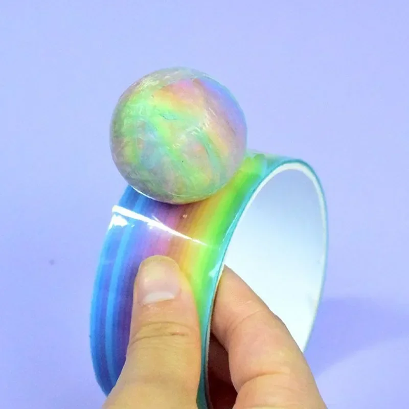 2/1PC Rainbow Ball Rolling Glue Decompression Sticky Tapes  Sticky Ball Handmade DIY Crafting Making Colored Ball Tapes image 2
