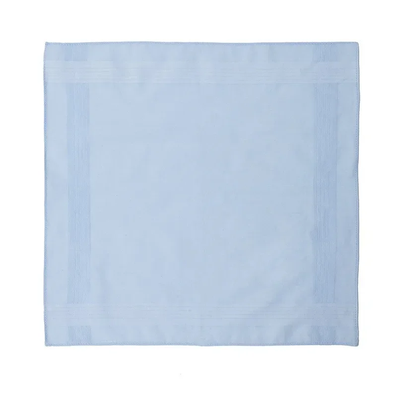 3pcs 40x40cm Akadálymentes Pamut tömör színben Fehérítőszer Kék szín Egyszeres férfiak handkerchiefs Zseb hankies Verejték szögletes towels Félfogadás Adomány